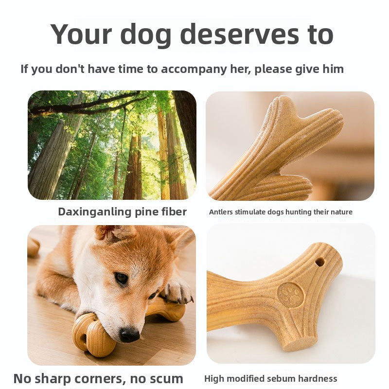 Durable Antler Chew Stick – Pine Wood Teething Toy for Small to Large Dogs