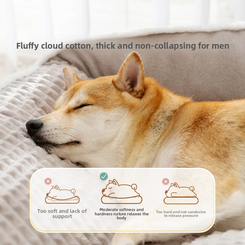 Washable Memory Foam Pillow Dog Sofa Bed – Linen Fabric, Removable Cover, Medium to Large Dogs