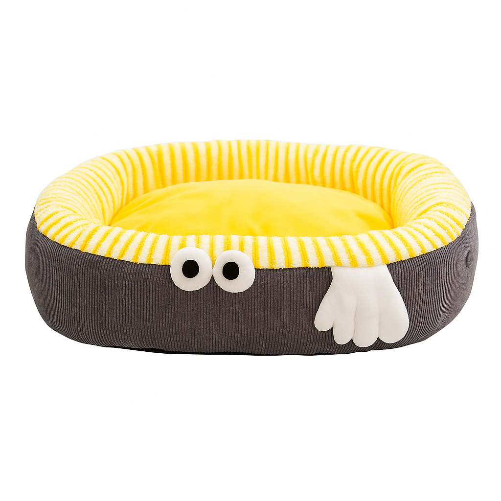 Thick Big Gray Eyes Pet Bed – Plush Warm Cushion for Dogs & Cats