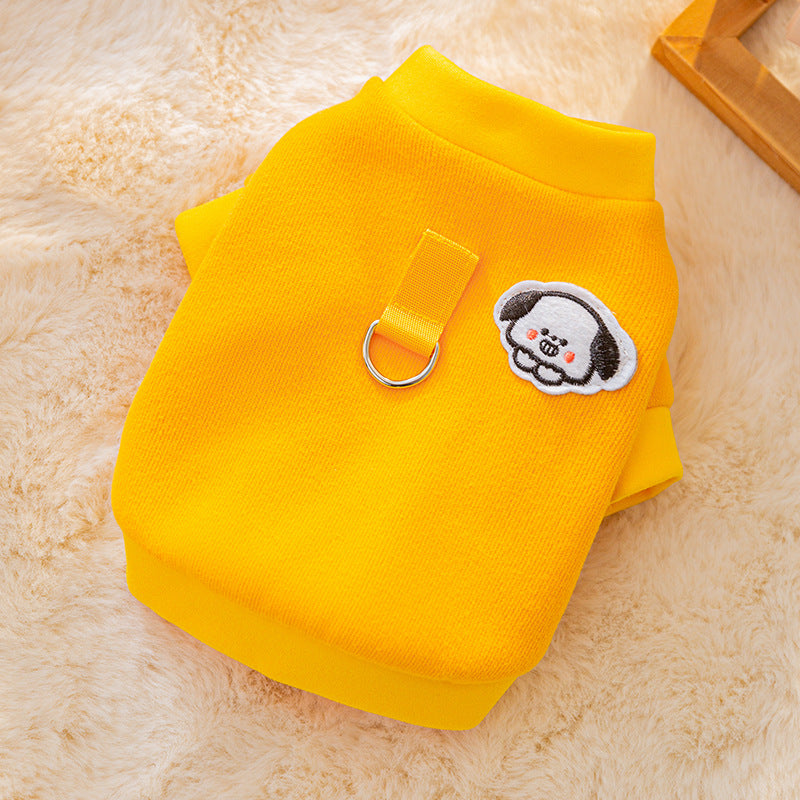 Bear Patch Embroidered Sweatshirt – Cotton Fleece, Warm Leash-Ready Dog & Cat Outfit