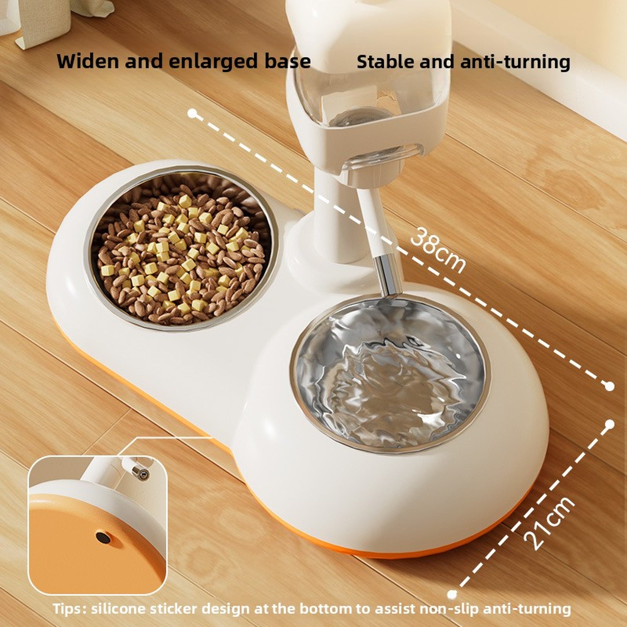 Adjustable No-Spill Water Dispenser – Stainless Steel Dual Feeder for Cats & Small Dogs