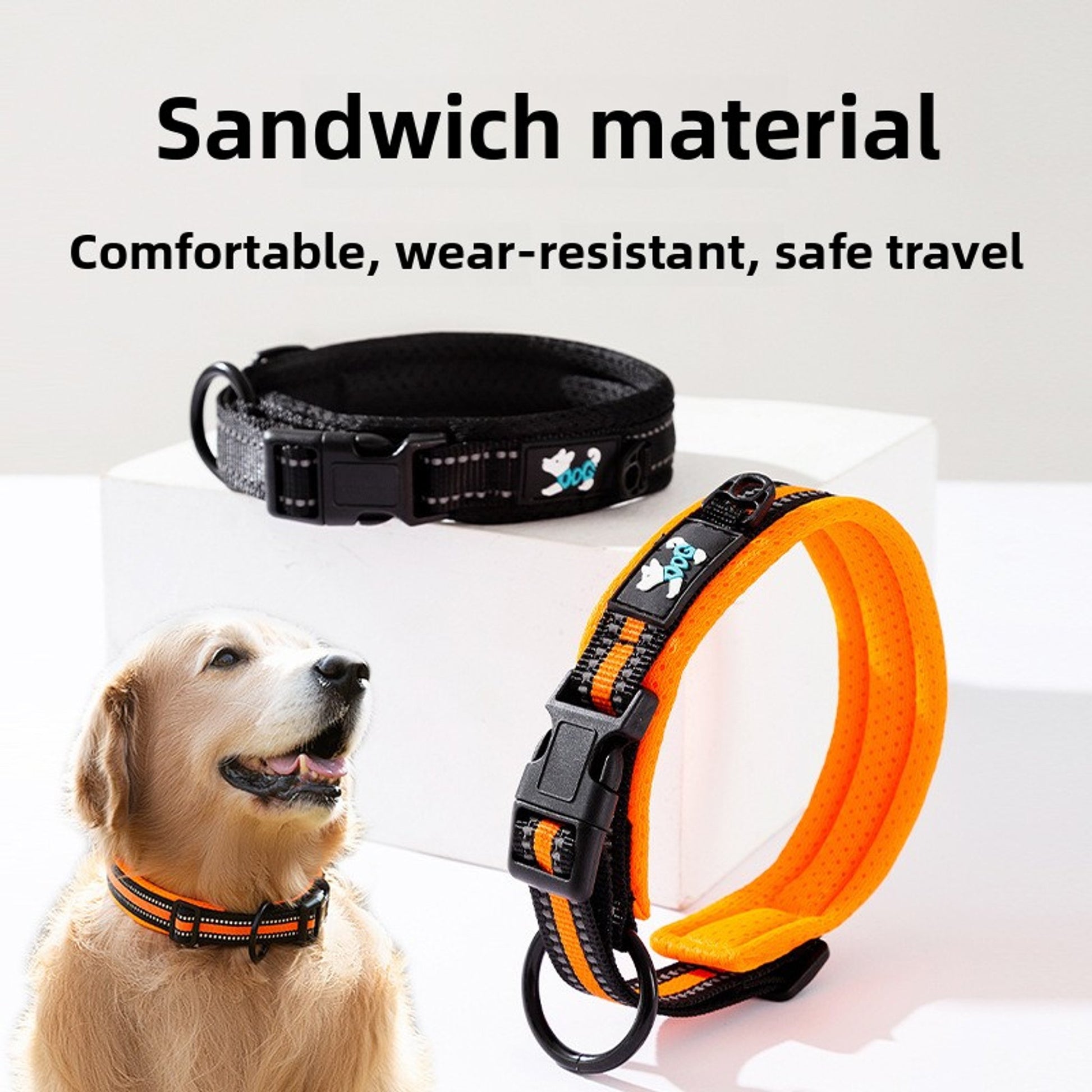 Adjustable Reflective Dog Collar – Breathable Mesh, Durable Buckle, For Medium & Large Dogs