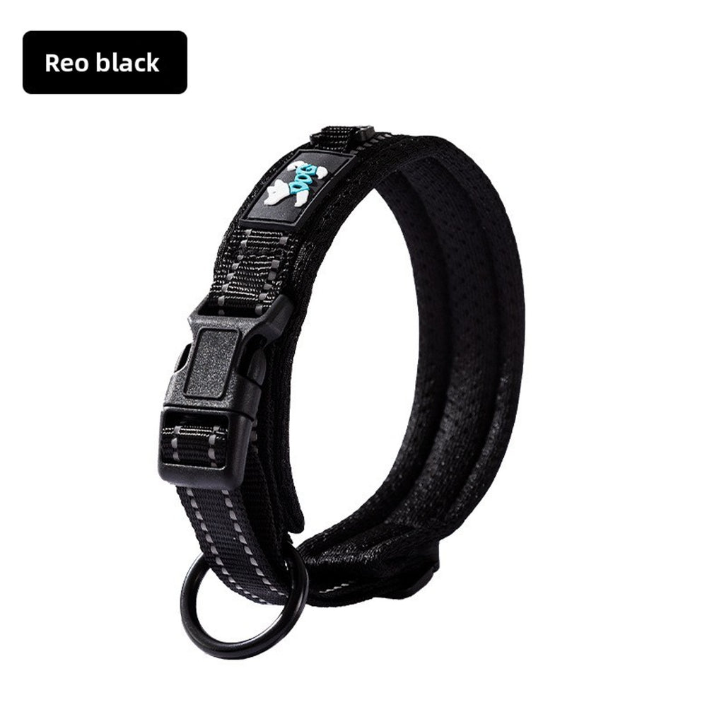 Adjustable Reflective Dog Collar – Breathable Mesh, Durable Buckle, For Medium & Large Dogs