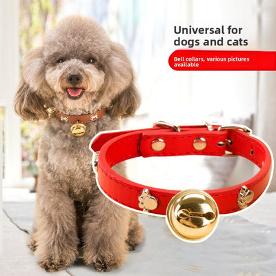 Adjustable Pet Collar with Bell – Cute Bone & Paw Design for Small Dogs & Cats