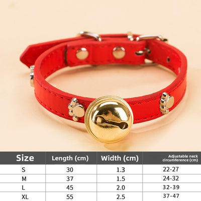 Adjustable Pet Collar with Bell – Cute Bone & Paw Design for Small Dogs & Cats