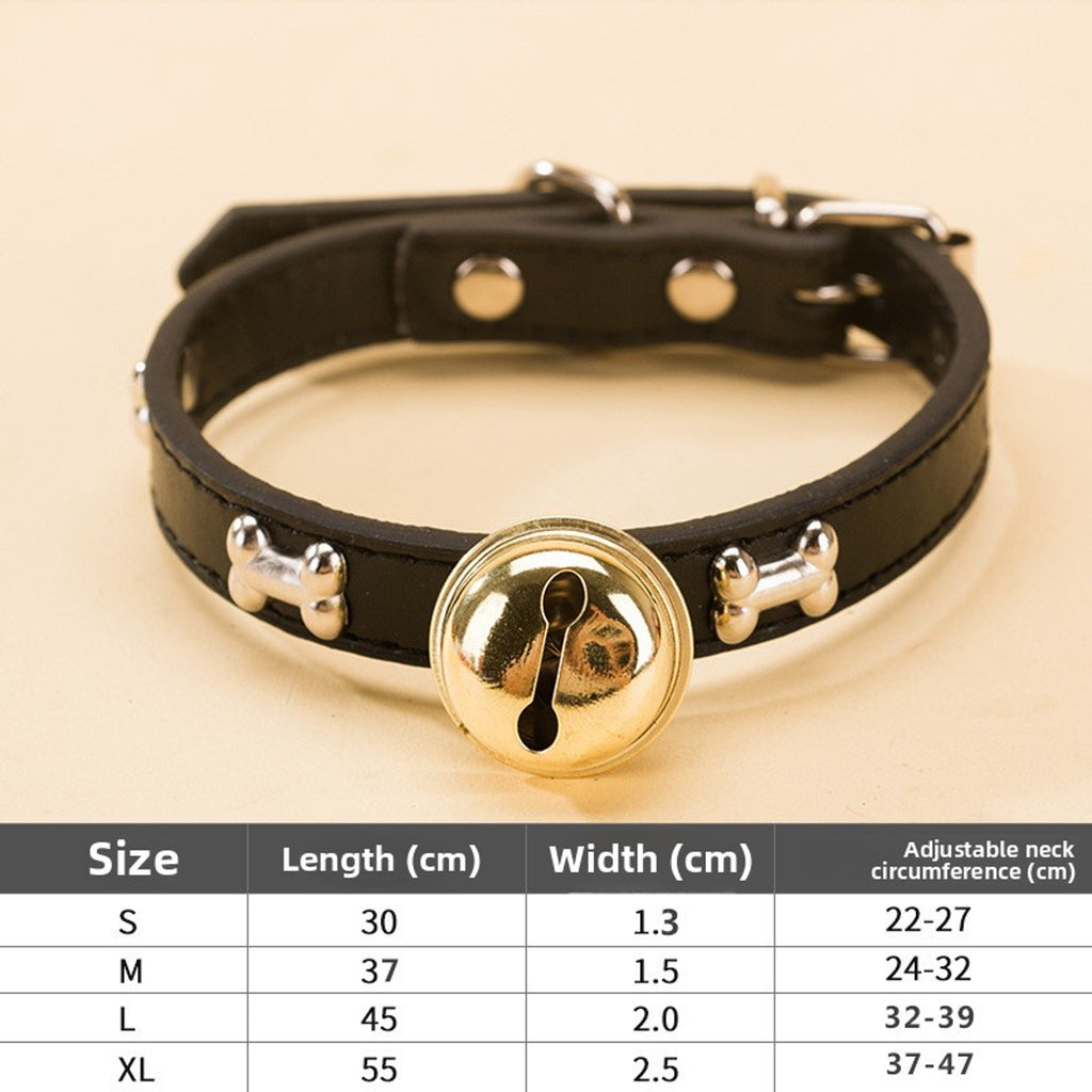 Adjustable Pet Collar with Bell – Cute Bone & Paw Design for Small Dogs & Cats