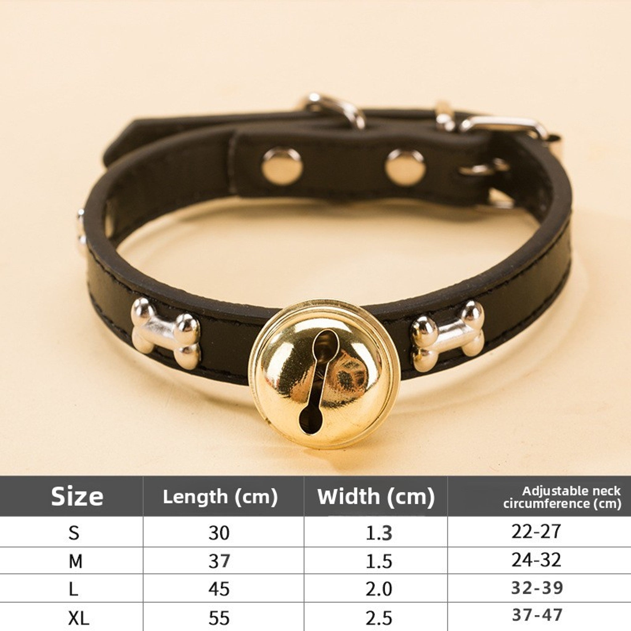 Adjustable Pet Collar with Bell – Cute Bone & Paw Design for Small Dogs & Cats