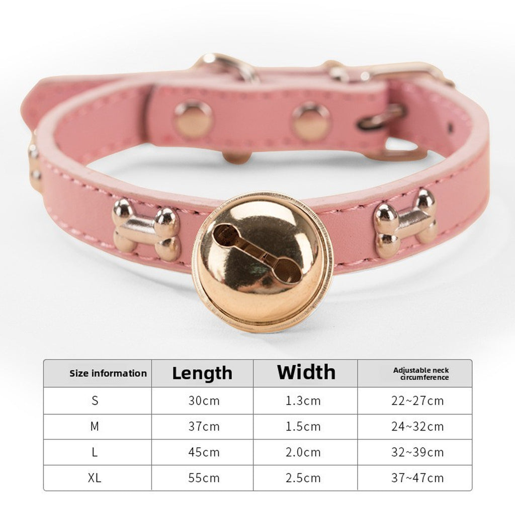 Adjustable Pet Collar with Bell – Cute Bone & Paw Design for Small Dogs & Cats