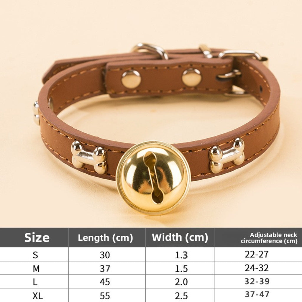 Adjustable Pet Collar with Bell – Cute Bone & Paw Design for Small Dogs & Cats