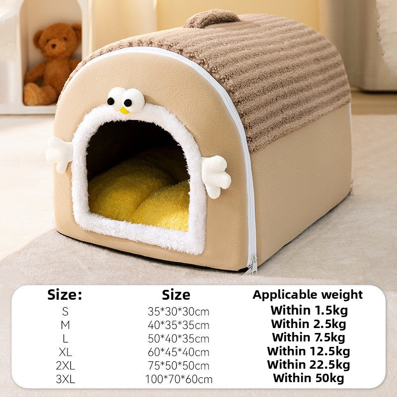 Cozy Plush Lomi Brown Pet Bed – Warm Thickened Washable Cave for Dogs & Cats