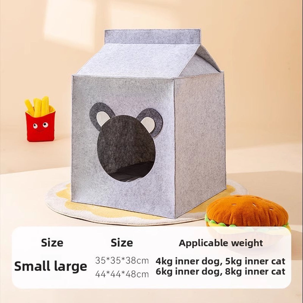 Cozy Plush Gray Bed – Warm Thickened Washable Cave for Dogs & Cats