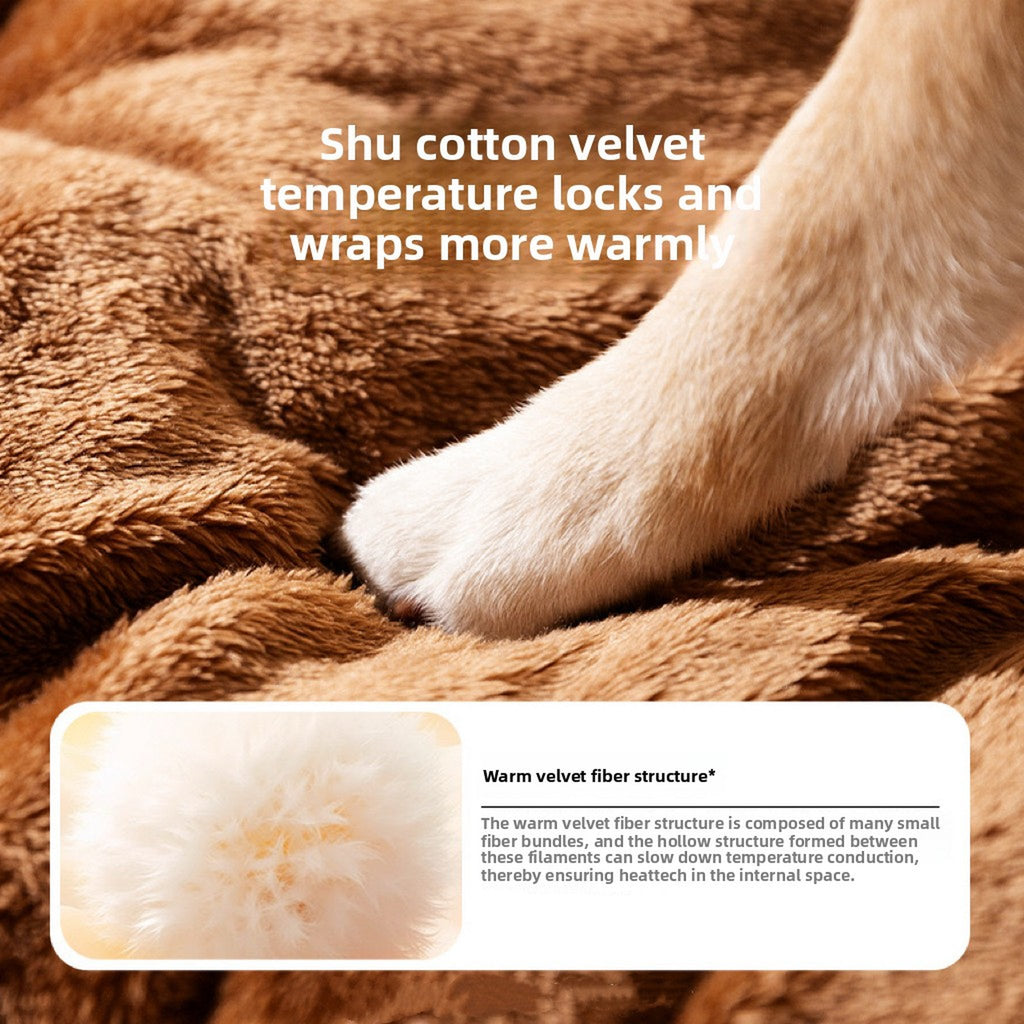 Cozy Plush Lomi Brown Bear Pet Bed – Warm Thickened Washable Cave for Dogs & Cats