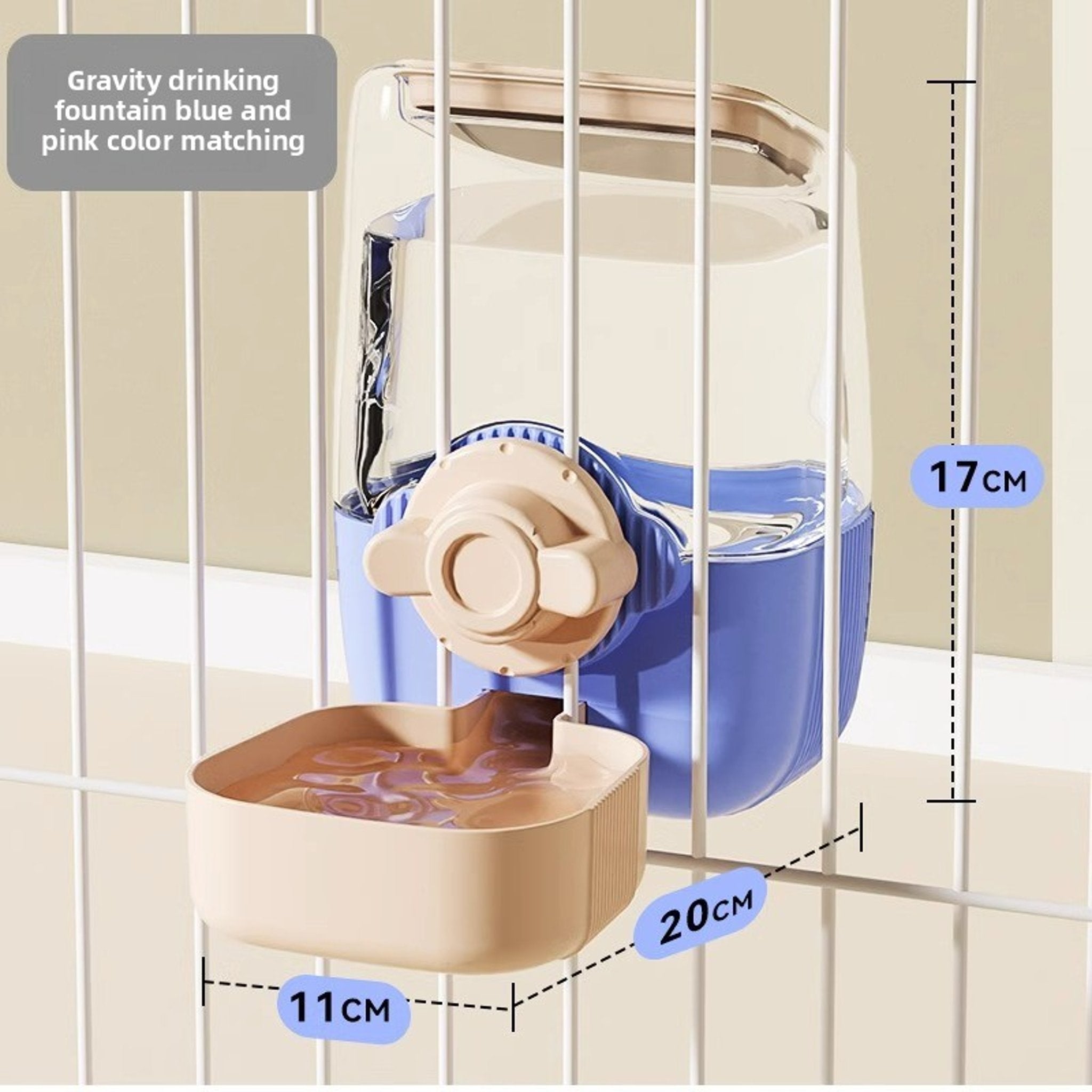 Dream Pink Large Capacity Hanging Dispenser – Plastic Dual Feeder & Waterer for Cats and Dogs