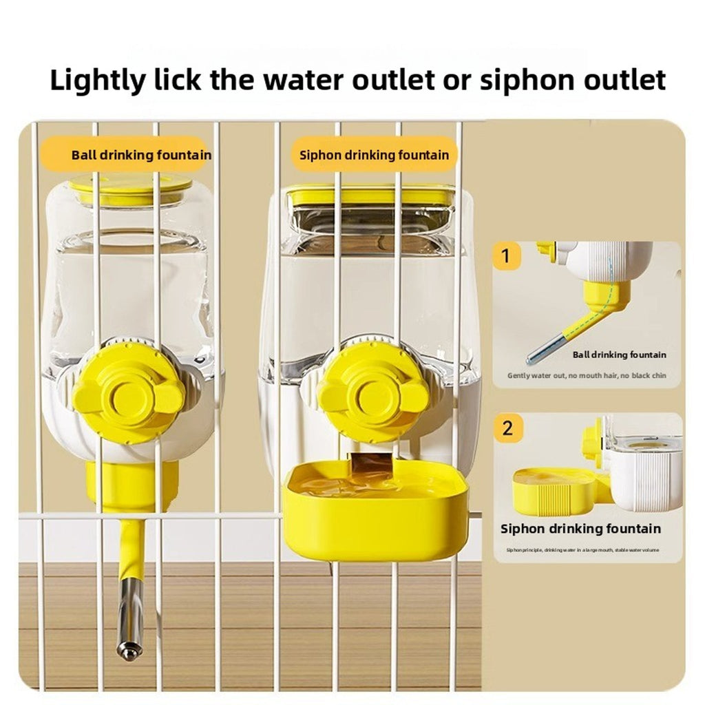 Cream Yellow Large Capacity Hanging Dispenser – Plastic Dual Feeder & Waterer for Cats and Dogs