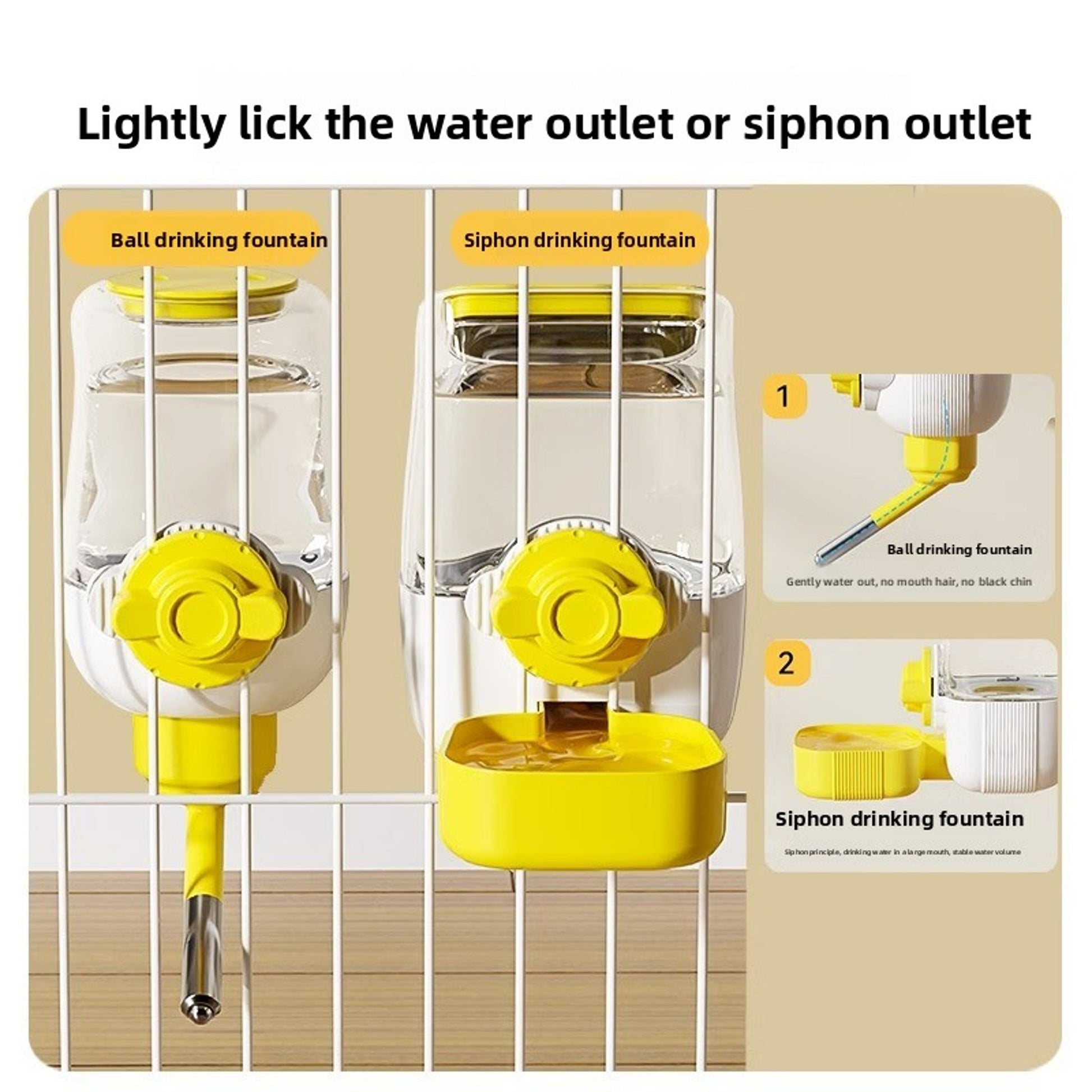 Cream Yellow Large Capacity Hanging Dispenser – Plastic Dual Feeder & Waterer for Cats and Dogs