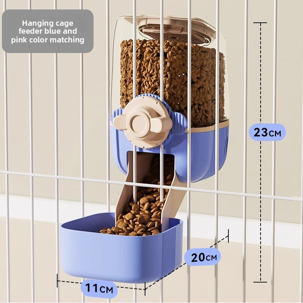 Dream Pink Large Capacity Hanging Dispenser – Plastic Dual Feeder & Waterer for Cats and Dogs