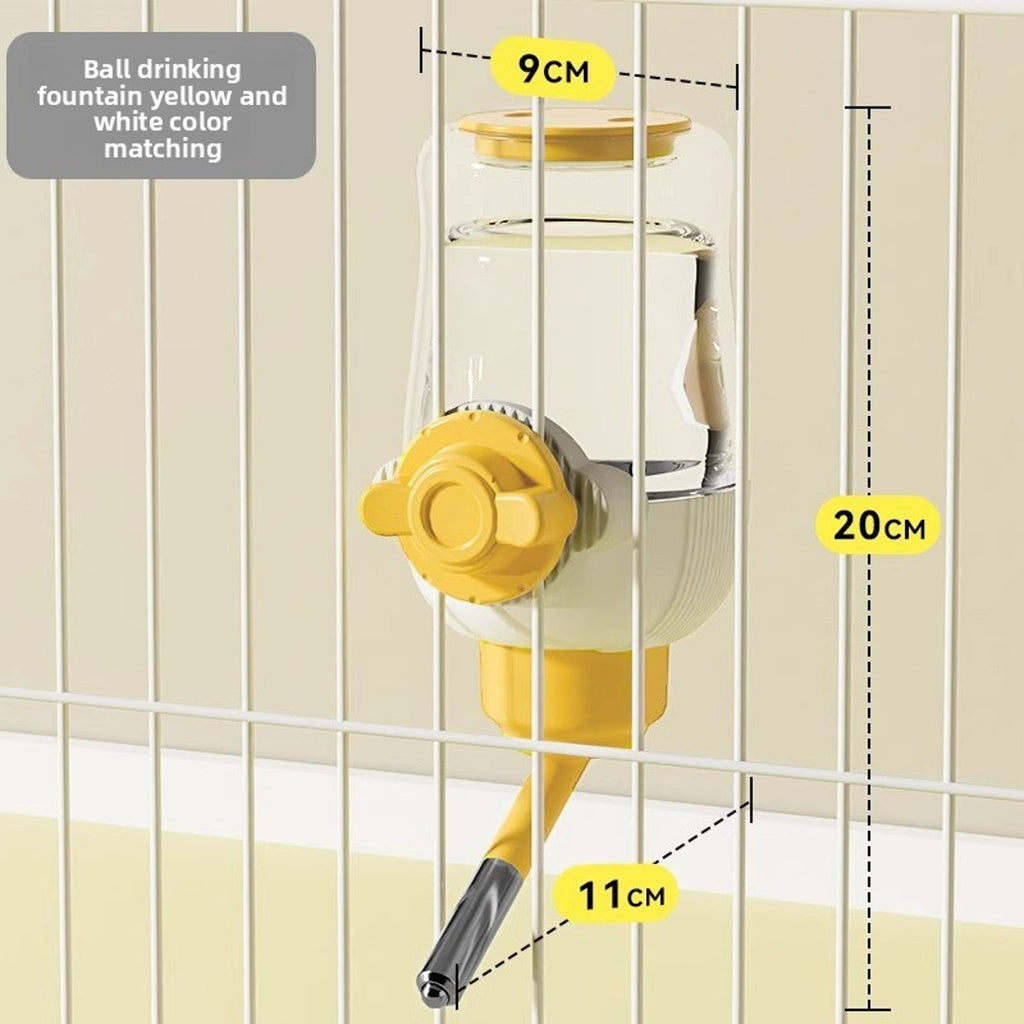 Cream Yellow Large Capacity Hanging Dispenser – Plastic Dual Feeder & Waterer for Cats and Dogs