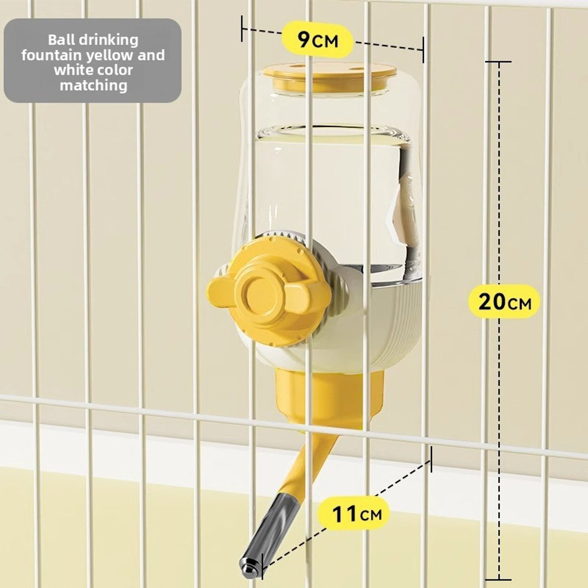 Cream Yellow Large Capacity Hanging Dispenser – Plastic Dual Feeder & Waterer for Cats and Dogs