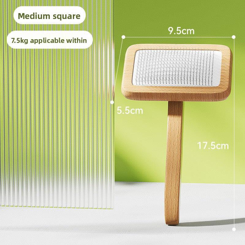 Curved Needle Grooming Brush – Wooden Handle, De-Shedding & Massage Comb for Dogs and Cats