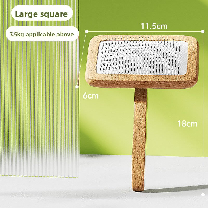 Curved Needle Grooming Brush – Wooden Handle, De-Shedding & Massage Comb for Dogs and Cats