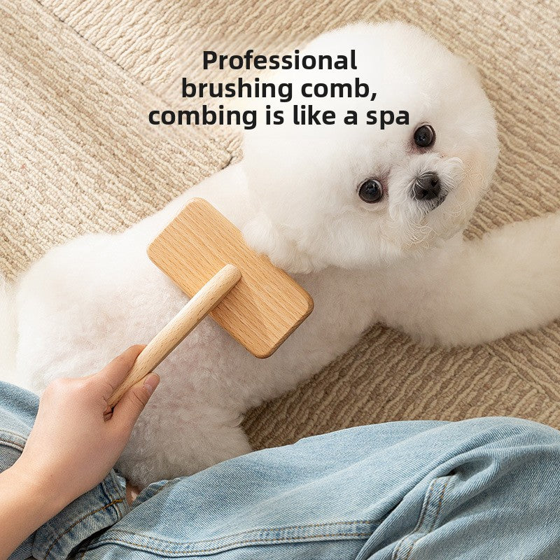 Curved Needle Grooming Brush – Wooden Handle, De-Shedding & Massage Comb for Dogs and Cats