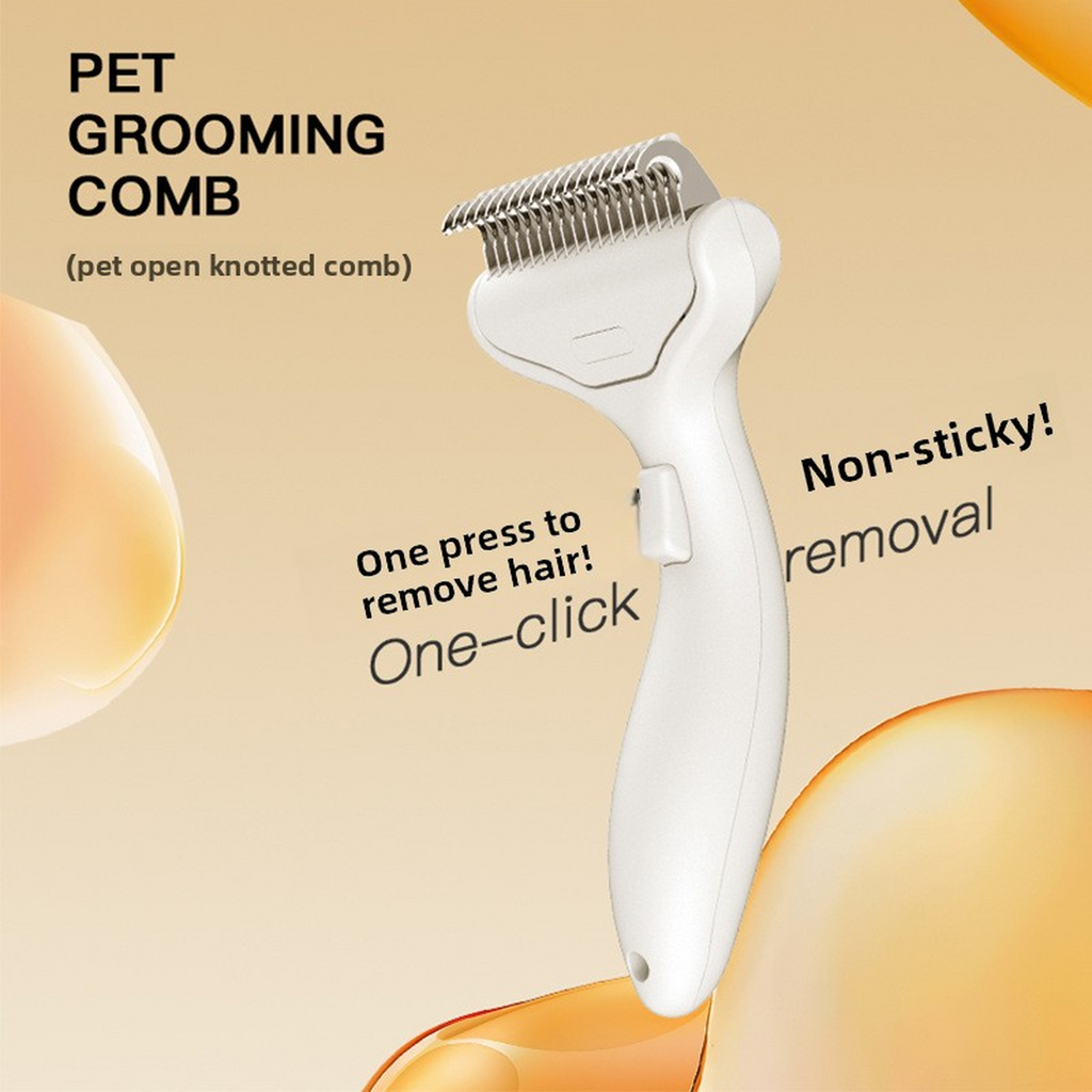 One-Click Hair Removal Pet Grooming Comb – Durable Anti-Tangle Dematting Brush for Dogs & Cats