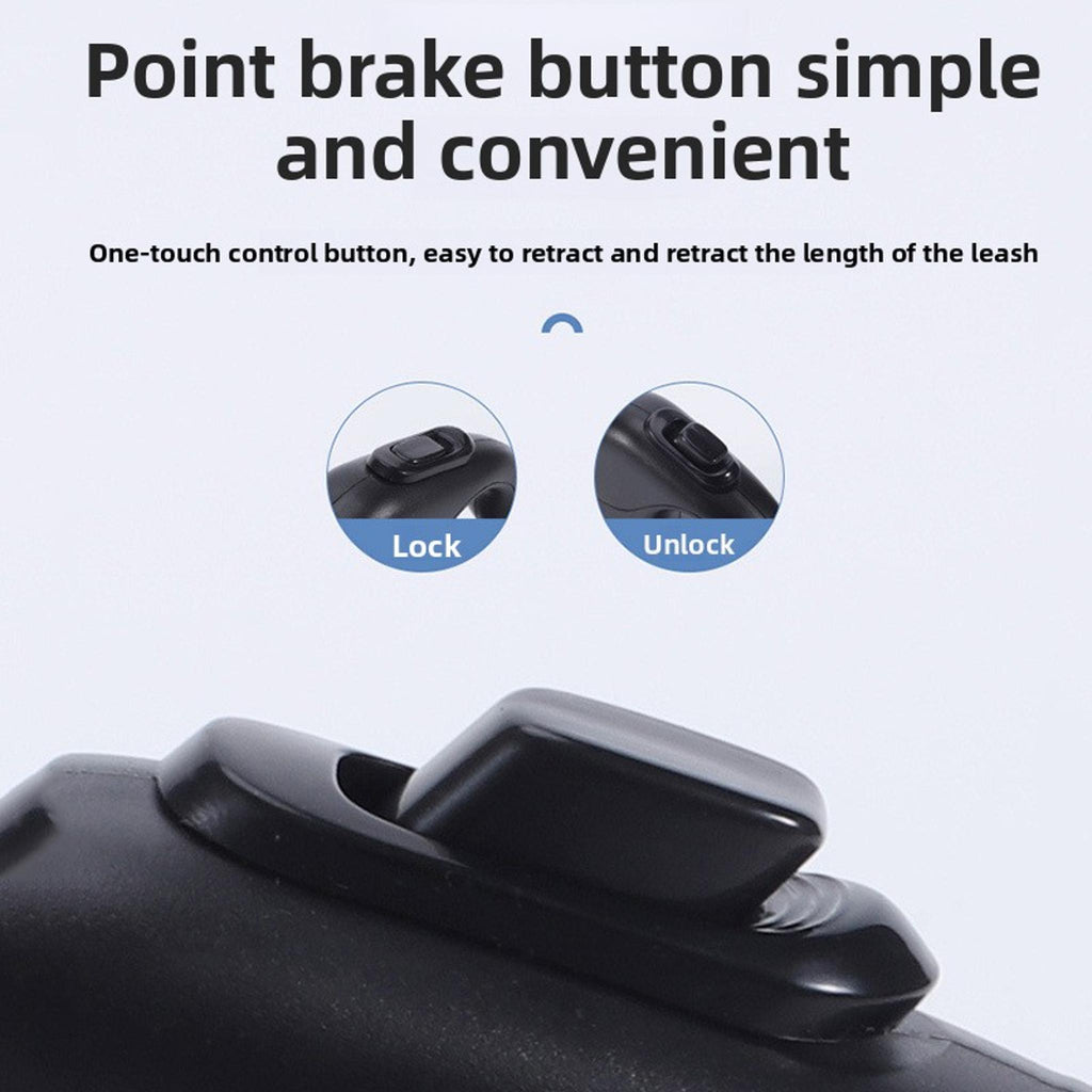 One-Touch Lock Retractable Leash – Durable ABS Shell, Tangle-Free for Small to Large Dogs