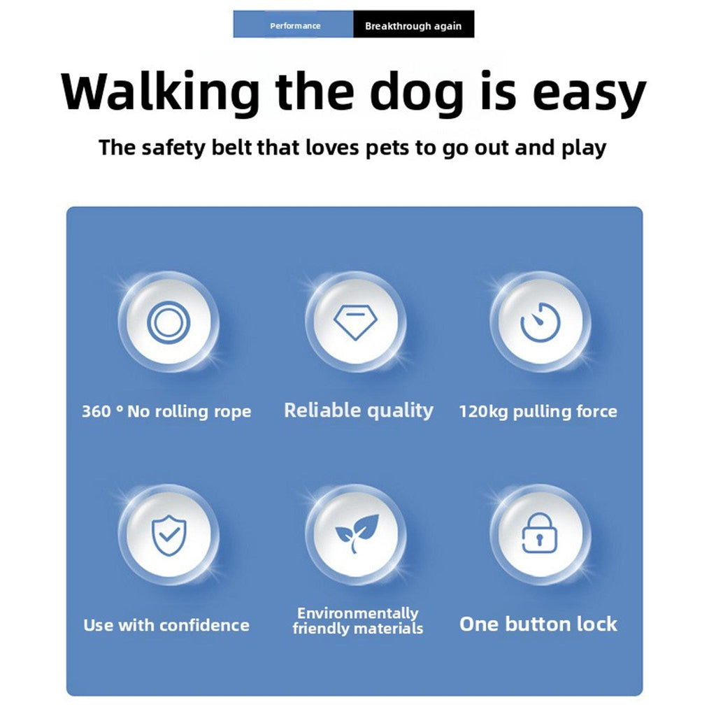 One-Touch Lock Retractable Leash – Durable ABS Shell, Tangle-Free for Small to Large Dogs