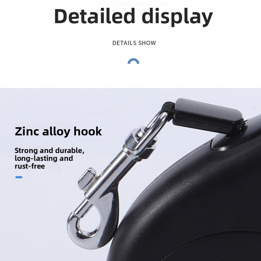 One-Touch Lock Retractable Leash – Durable ABS Shell, Tangle-Free for Small to Large Dogs