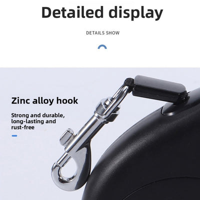 One-Touch Lock Retractable Leash – Durable ABS Shell, Tangle-Free for Small to Large Dogs