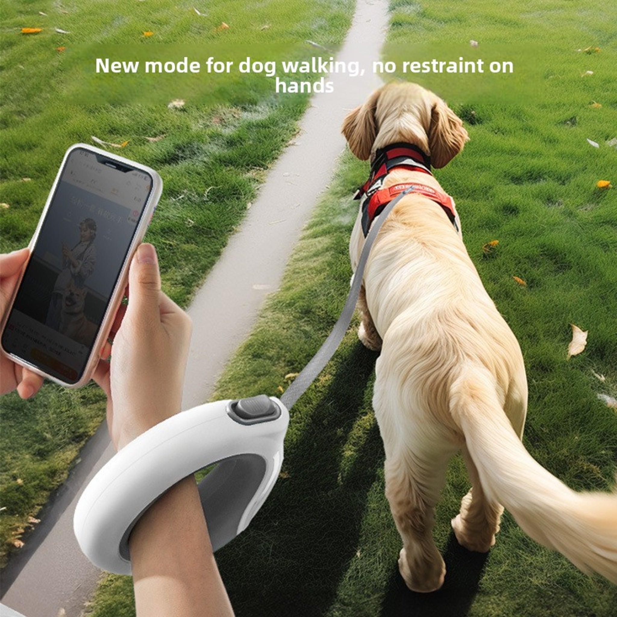 Retractable Dog Leash with Harness – ABS Handle, Reflective Auto-Rolling Leash for Small & Medium Dogs