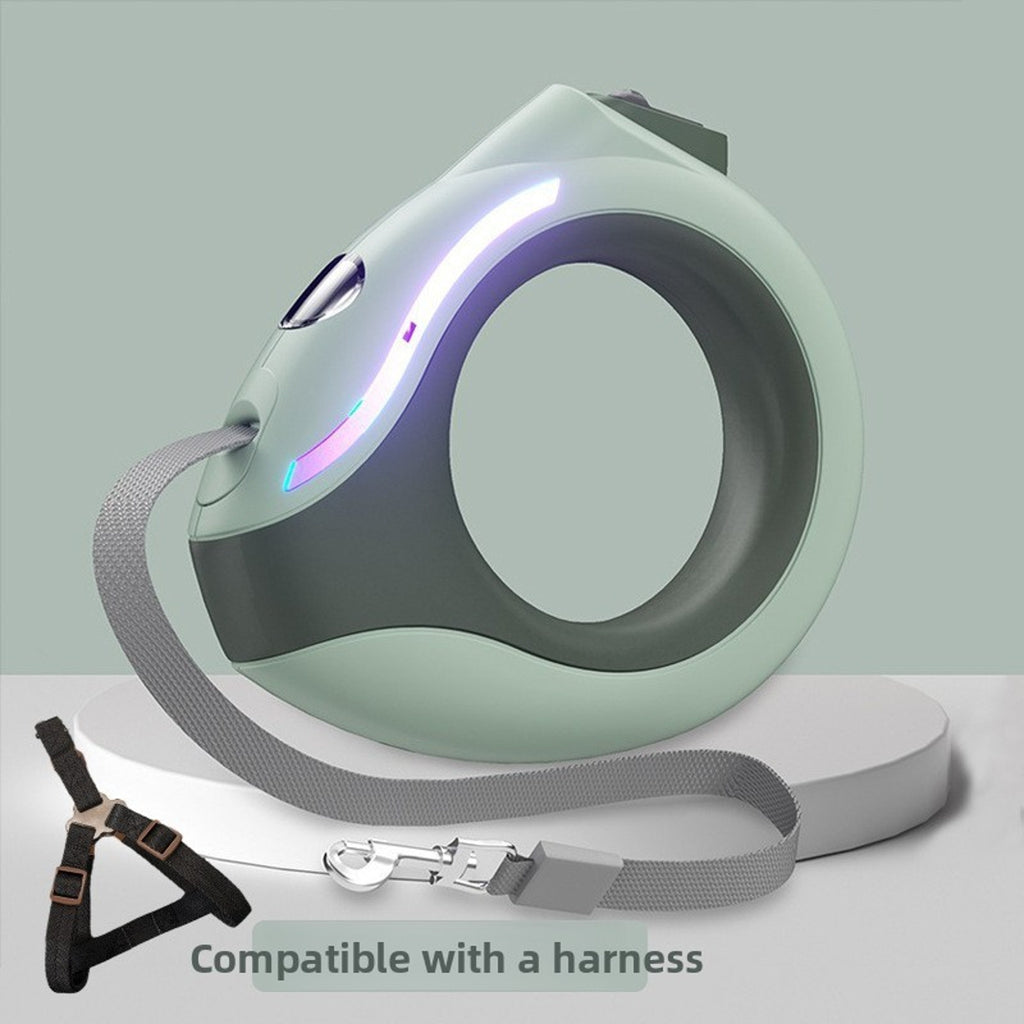 LED Retractable Dog Leash with Harness – ABS Handle, Reflective Auto-Rolling Leash for Small & Medium Dogs