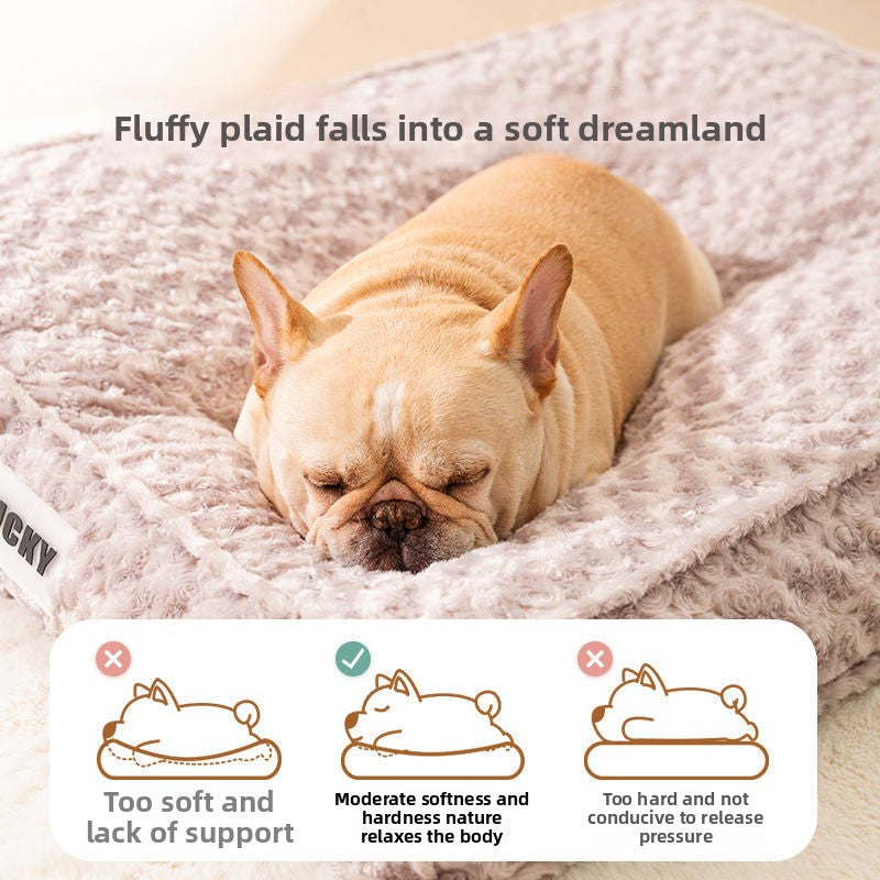 Thick Rose Velvet Pillow Pet Bed – Plush Warm Cushion for Dogs & Cats