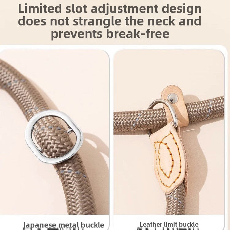 Adjustable Anti-Pull Dog Leash – Braided Nylon Rope, No-Choke, Escape-Proof for Medium & Large Dogs