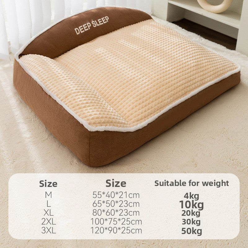 Washable Memory Foam Pillow Dog Sofa Bed – Linen Fabric, Removable Cover, Medium to Large Dogs