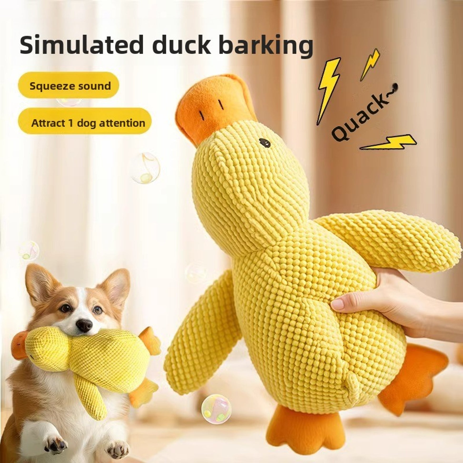 Squeaky Duck Plush Toy – Soft Fabric, Sound-Making, for Small & Medium Dogs