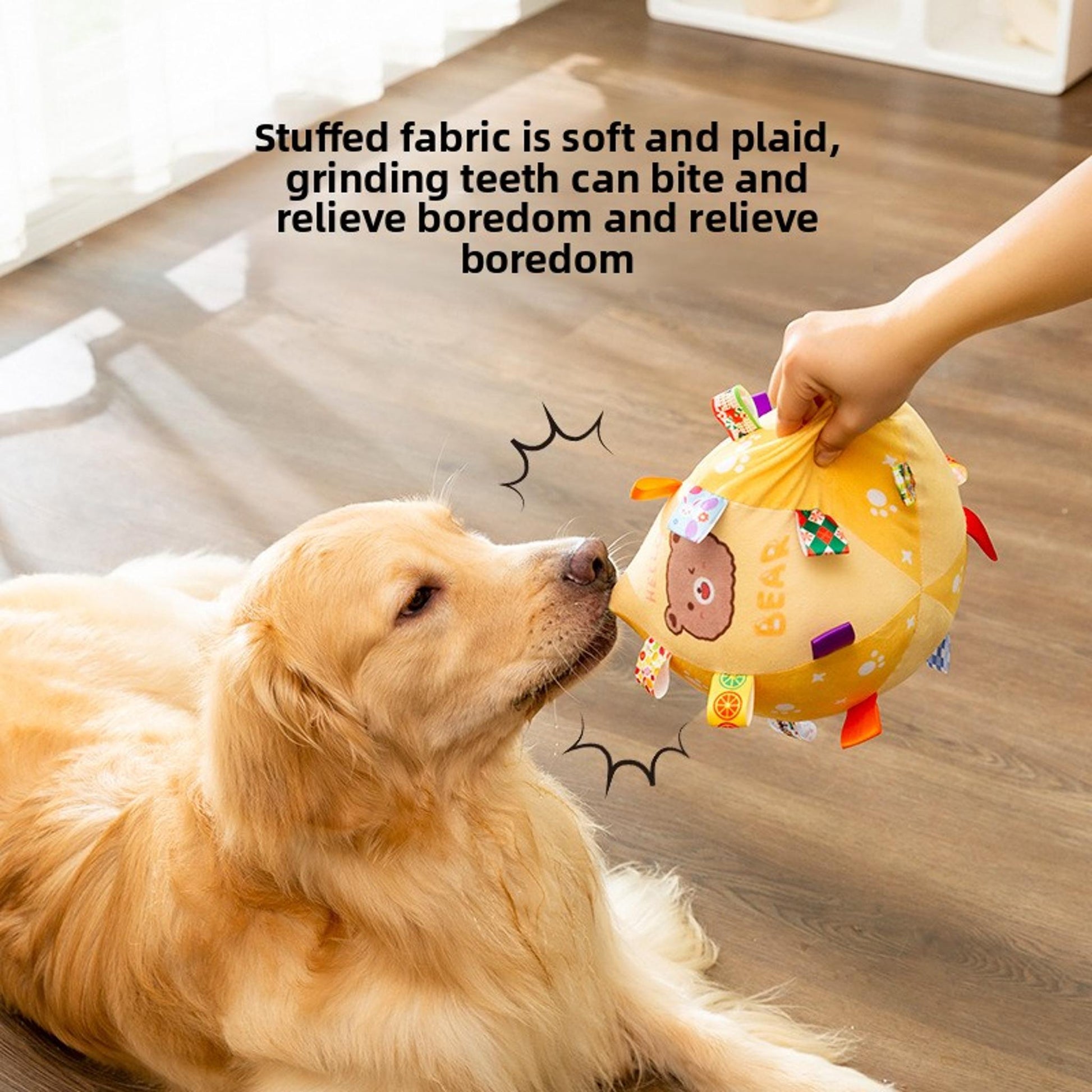 Squeaky Plush Training Ball – Soft Fabric, Sound Bell Toy for Medium & Large Dogs