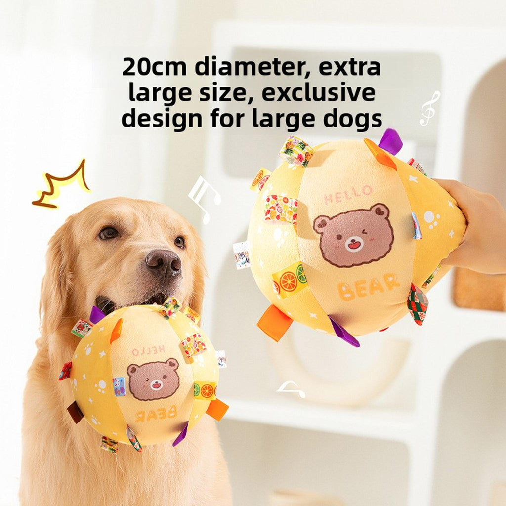 Squeaky Plush Training Ball – Soft Fabric, Sound Bell Toy for Medium & Large Dogs