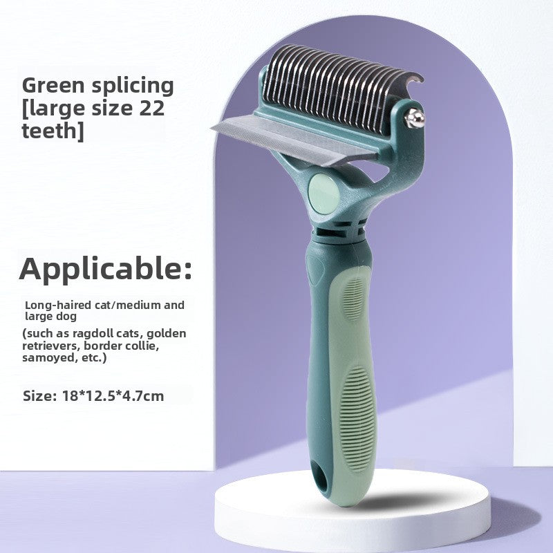 2-in-1 Detangling & Shedding Comb – Stainless Steel Grooming Brush for Dogs & Cats