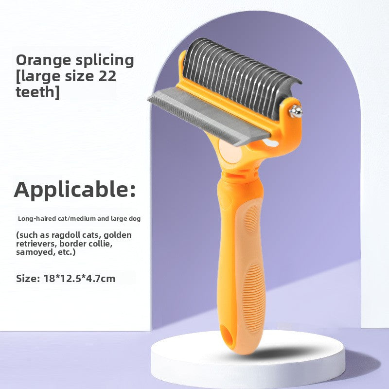 2-in-1 Detangling & Shedding Comb – Stainless Steel Grooming Brush for Dogs & Cats