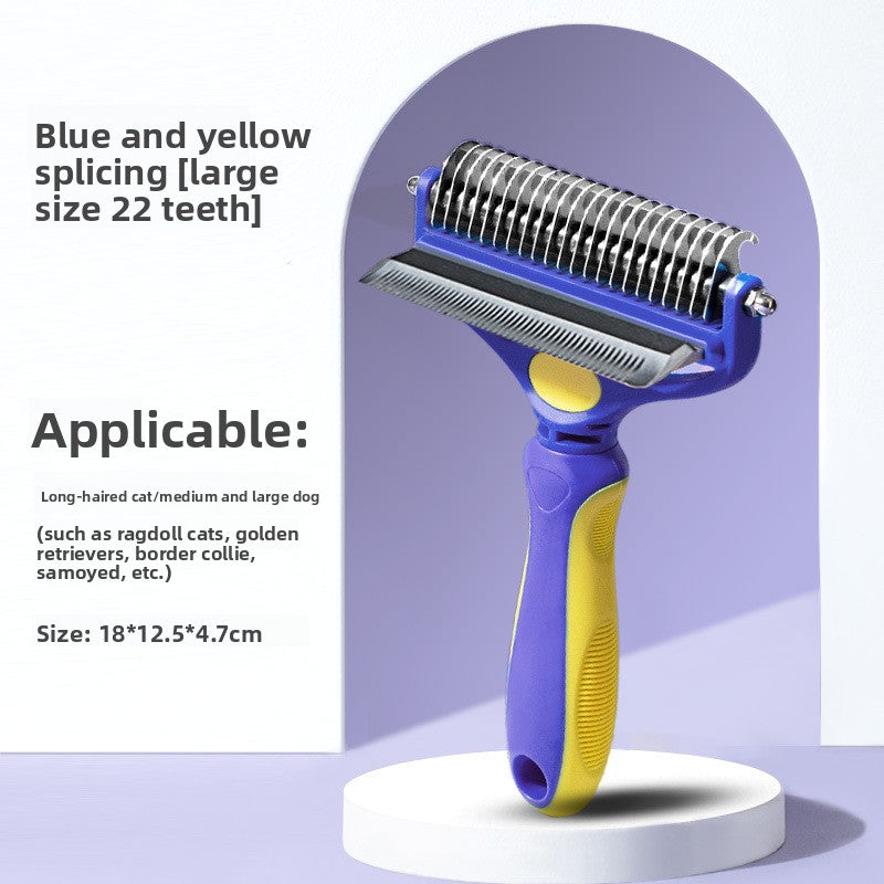 2-in-1 Detangling & Shedding Comb – Stainless Steel Grooming Brush for Dogs & Cats