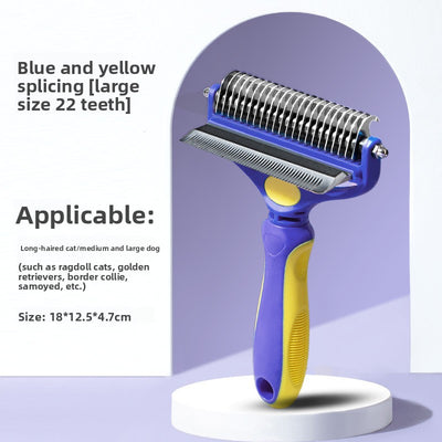 2-in-1 Detangling & Shedding Comb – Stainless Steel Grooming Brush for Dogs & Cats