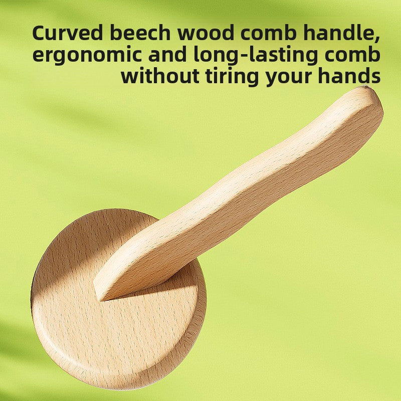 Curved Needle Grooming Brush – Wooden Handle, De-Shedding & Massage Comb for Dogs and Cats