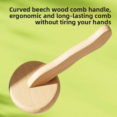 Curved Needle Grooming Brush – Wooden Handle, De-Shedding & Massage Comb for Dogs and Cats