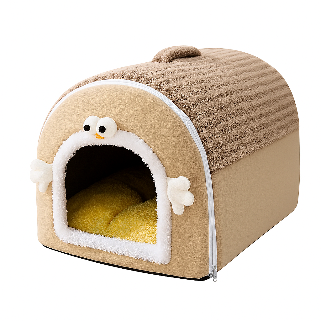 Cozy Plush Lomi Brown Pet Bed – Warm Thickened Washable Cave for Dogs & Cats