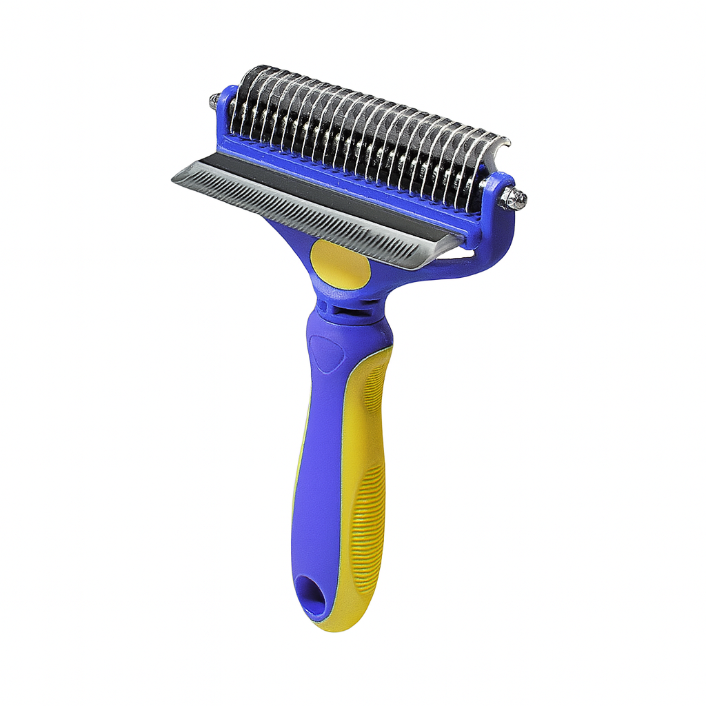 2-in-1 Detangling & Shedding Comb – Stainless Steel Grooming Brush for Dogs & Cats