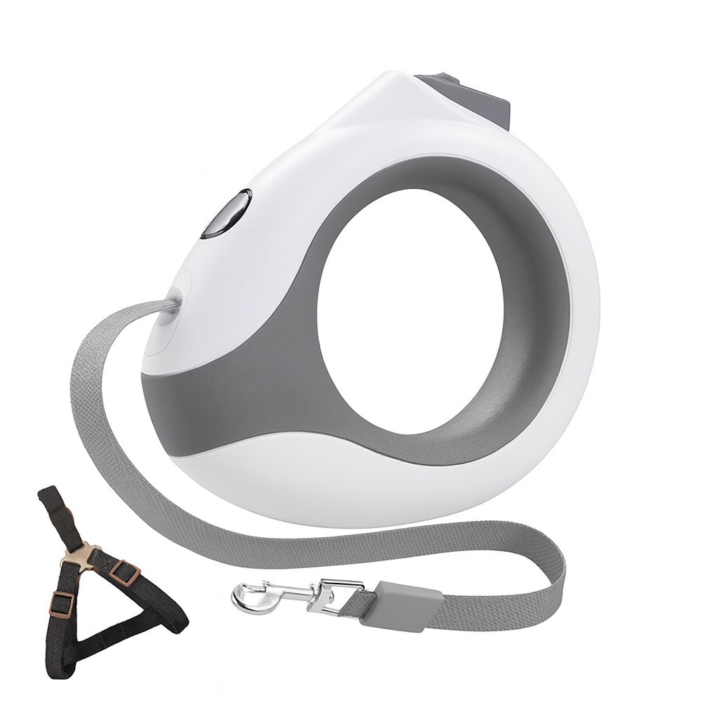 Retractable Dog Leash with Harness – ABS Handle, Reflective Auto-Rolling Leash for Small & Medium Dogs