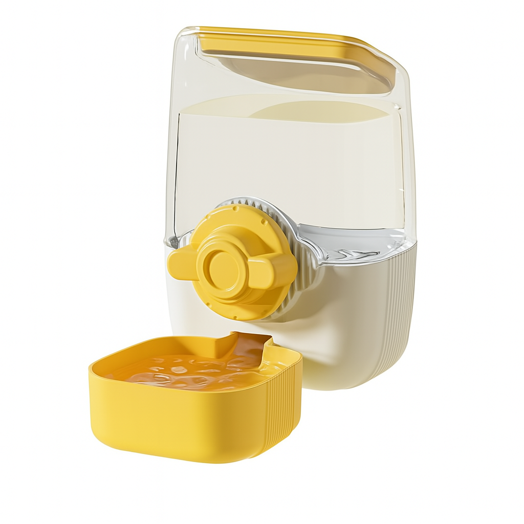 Cream Yellow Large Capacity Hanging Dispenser – Plastic Dual Feeder & Waterer for Cats and Dogs