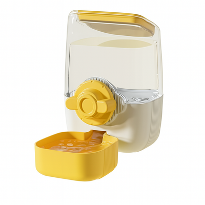 Cream Yellow Large Capacity Hanging Dispenser – Plastic Dual Feeder & Waterer for Cats and Dogs