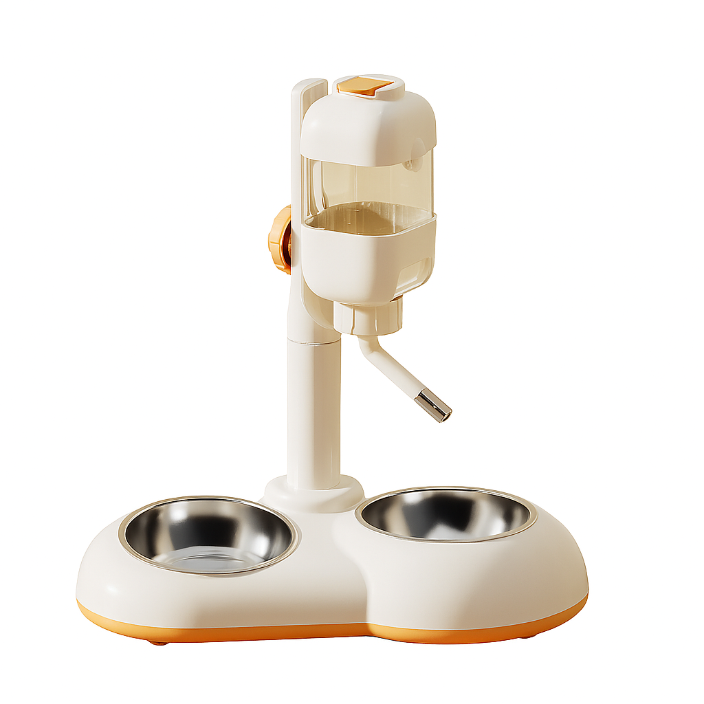 Adjustable No-Spill Water Dispenser – Stainless Steel Dual Feeder for Cats & Small Dogs